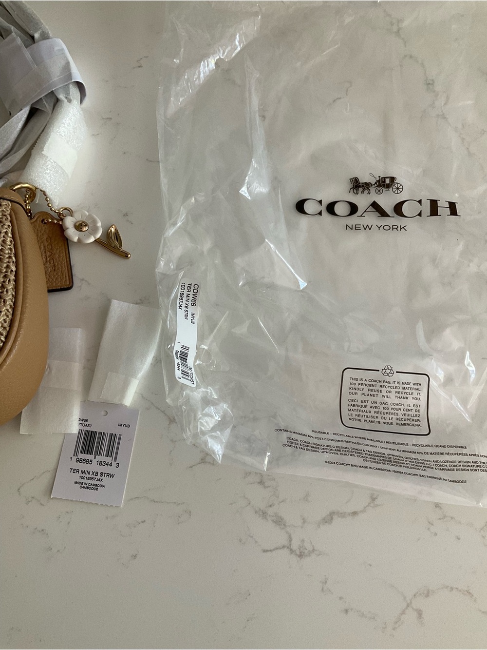 COACH Teri Mini Straw Shoulder Bag NWT - Picture 3 of 6
